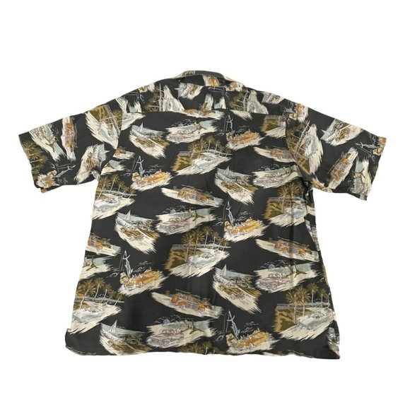 Joe Kealuha’s Reyn Spooner Mens Hawaiian Shirt 2XL Black Car Print Short Sleeve - Picture 2 of 9